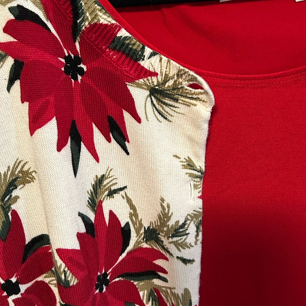 Poinsettia Christmas Cardigan by Talbots - Picture 3 of 9